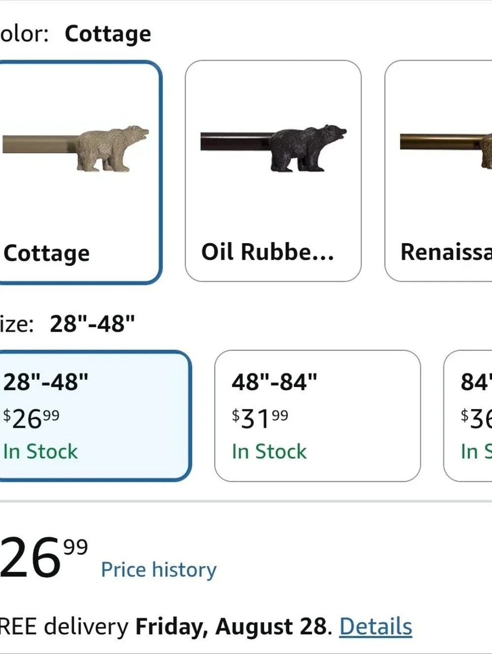 Beige/White Buffalo Check Tie-Up Curtain and Bear Curtain Rods